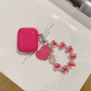 Rose Red Earphone Case For Airpods with Chain