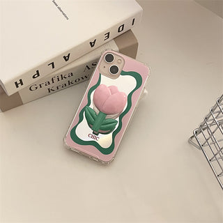 CHIC Mirror Cute Cases For iPhone With Flower Stand