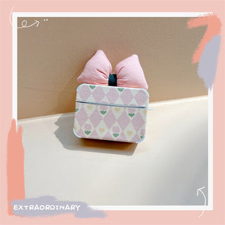 Pink Tulips Bow-knot Earphone Case For Airpods