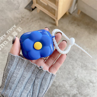 3D Blue Flower Earphone Case For Airpods with Keyring