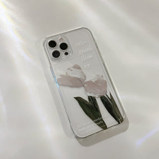 Transparent Paint White Flower Cute Phone Cases For iPhone