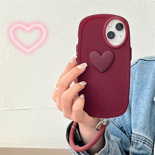 Single Heart Cute Phone Cases For iPhone With Wristband