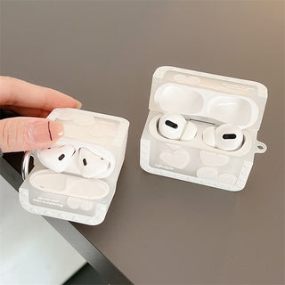 White Heart Earphone Case For Airpods with Hook