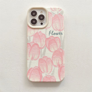 Pink Painting Flowers Cute Cases For iPhone