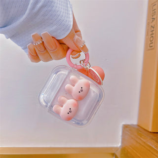 3D Pink Rabbit Earphone Case For Airpods with Keychain